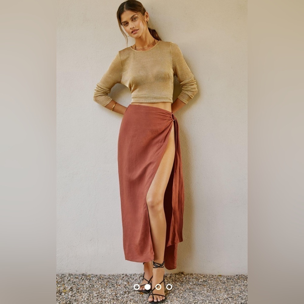 By Anthropologie Apron Open-Side Midi Skirt